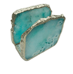 Aqua Agate Stone Napkin Holder Rose Gold