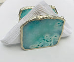 Aqua Agate Stone Napkin Holder