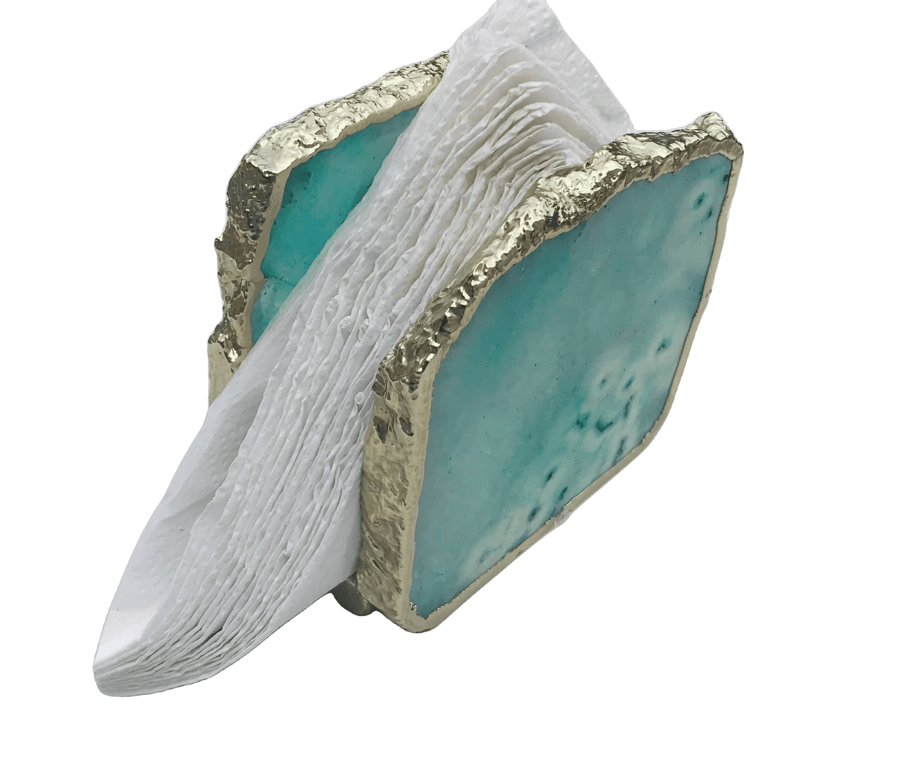 Aqua Agate Stone Napkin Holder