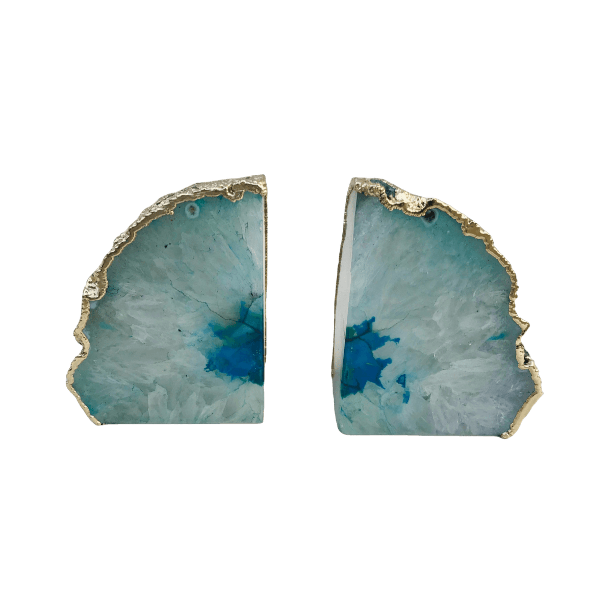 Aqua Plated Agate Bookends