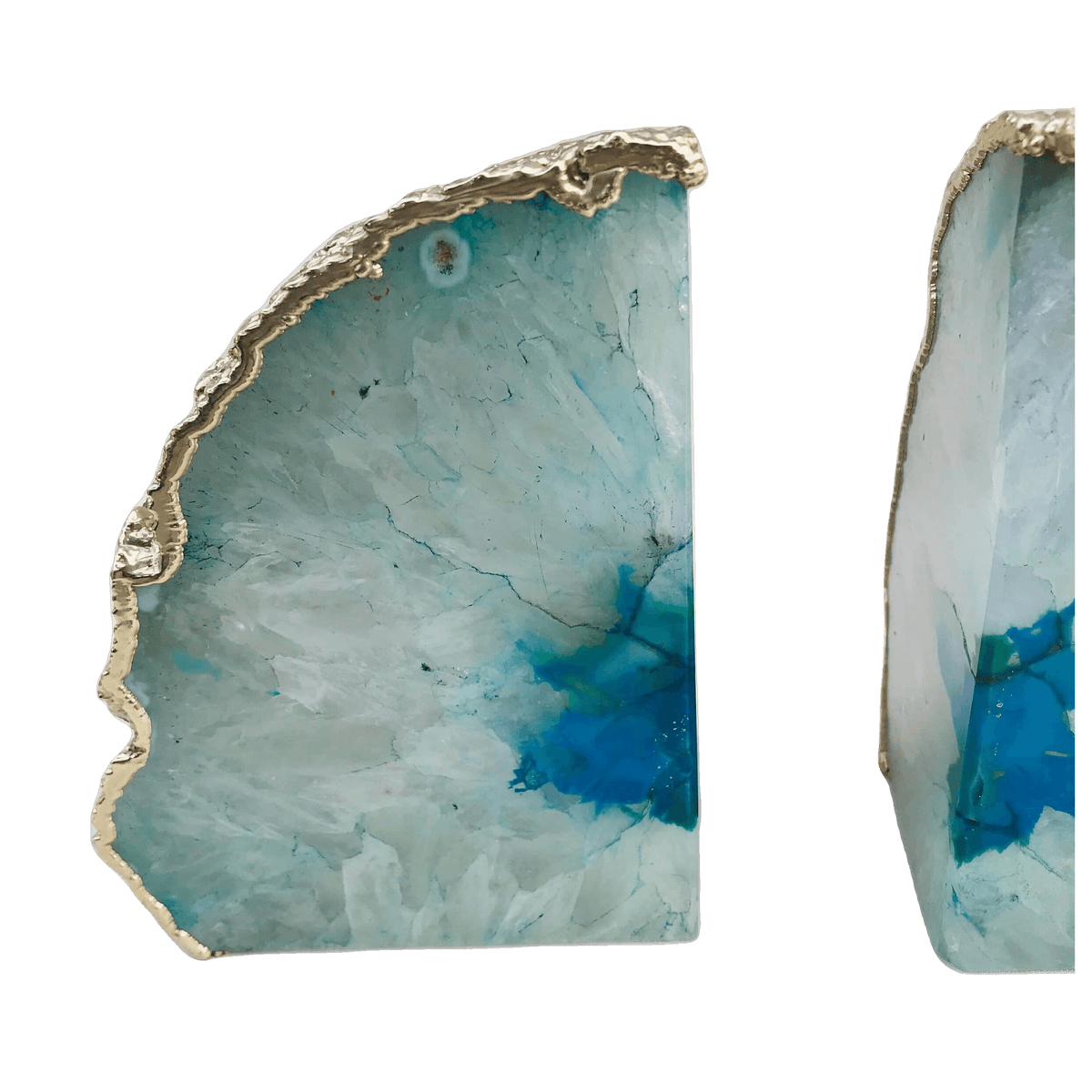 Aqua Plated Agate Bookends