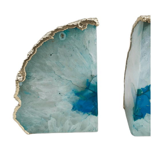 Aqua Plated Agate Bookends - MAIA HOMES