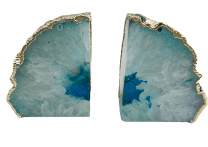 Aqua Plated Agate Bookends - MAIA HOMES