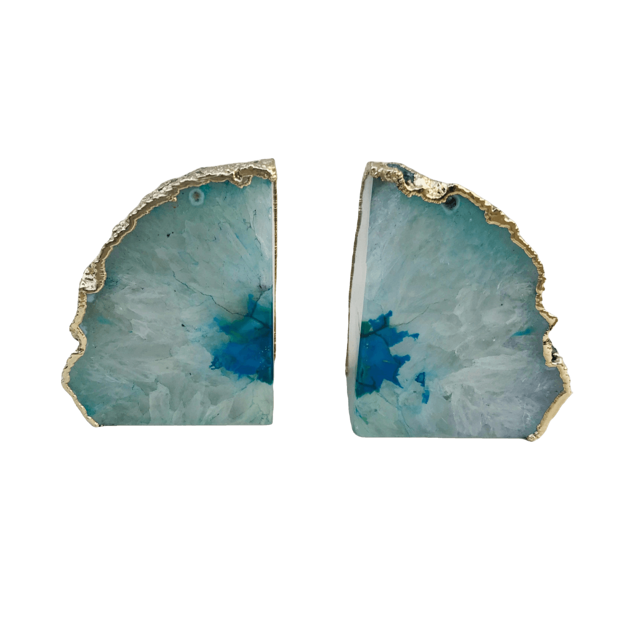 Aqua Plated Agate Bookends