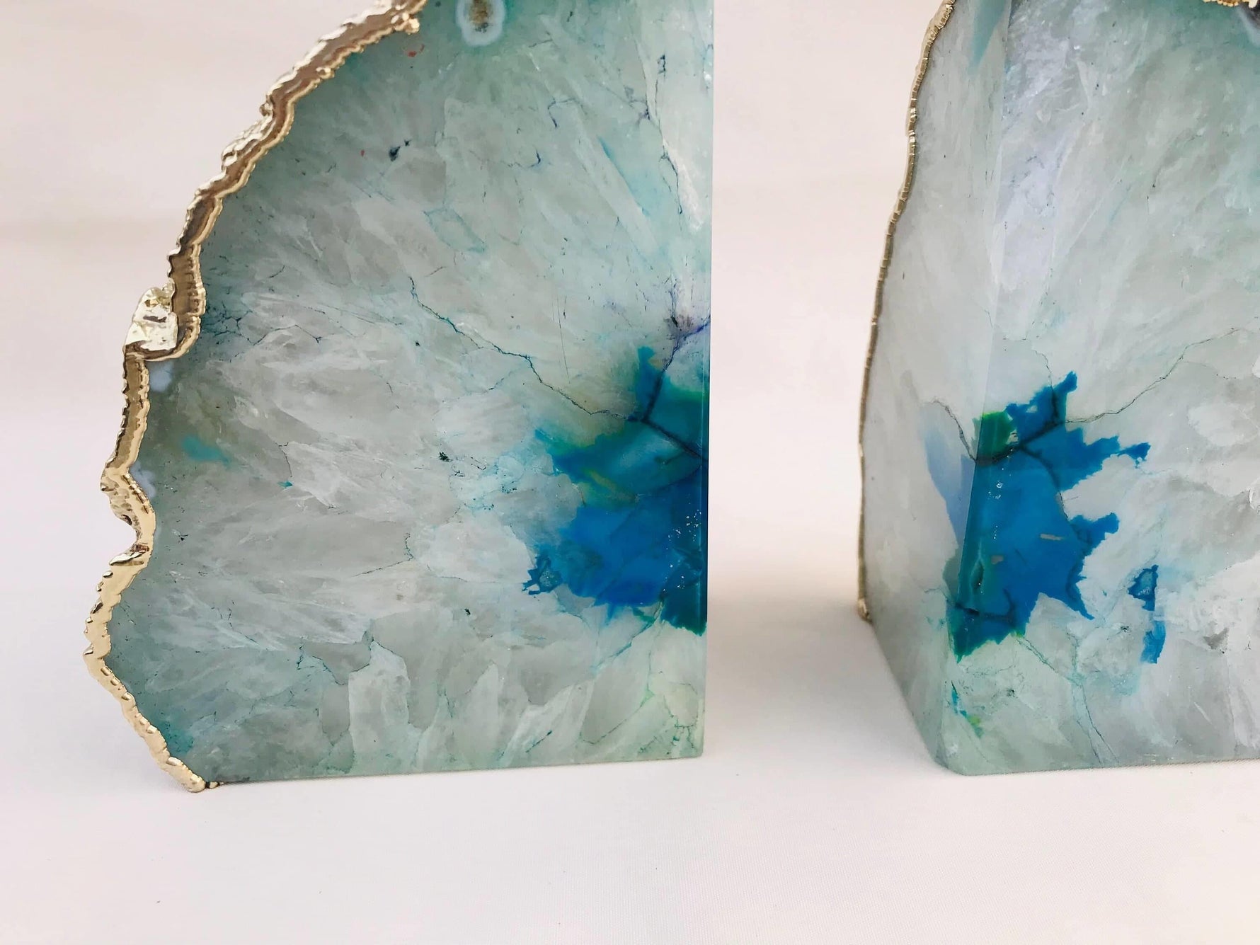 Aqua Plated Agate Bookends