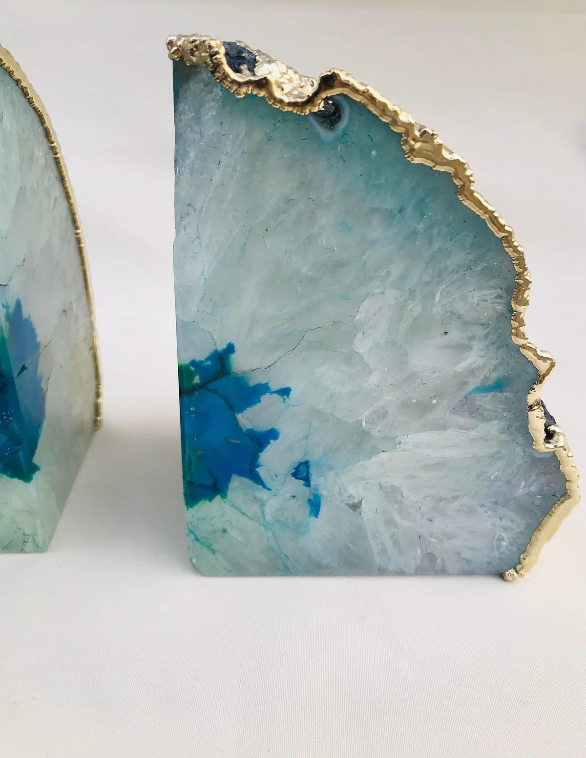 Aqua Plated Agate Bookends