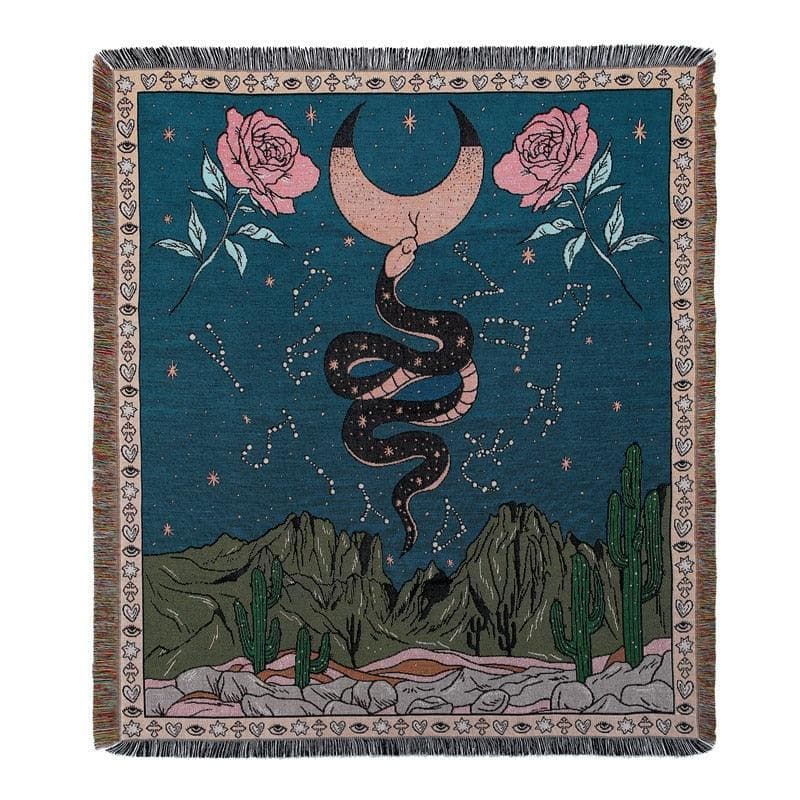 Arizona Snake under Crescent Moon Throw Blanket - MAIA HOMES