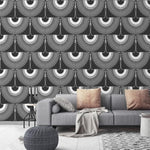 Art Deco Black and White Cranes Wallpaper