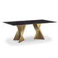 Art Deco Inspired Gold Legs Rectangular Dining Table - MAIA HOMES