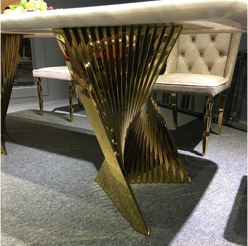 Art Deco Inspired Gold Legs Rectangular Dining Table