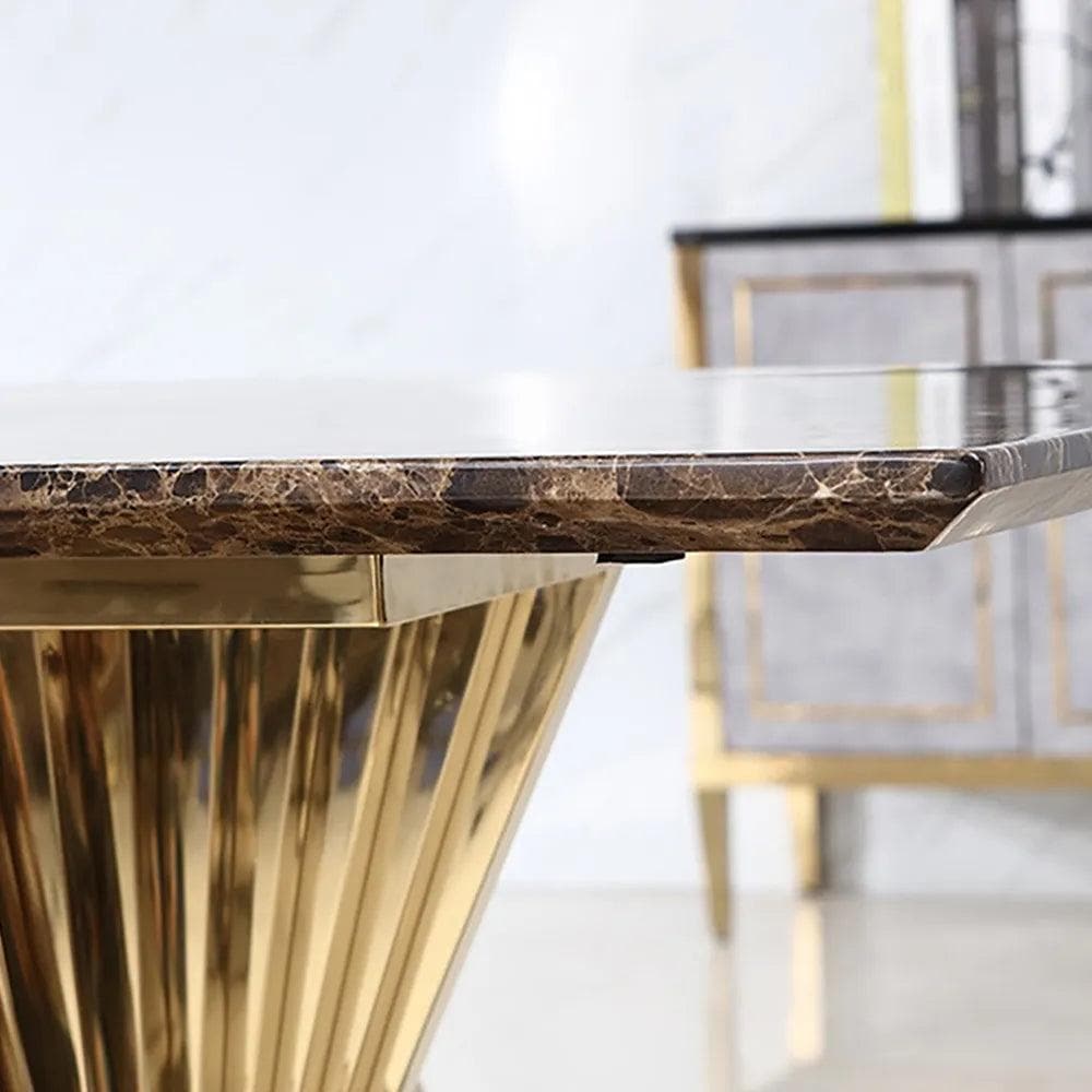 Art Deco Inspired Gold Legs Rectangular Dining Table - MAIA HOMES
