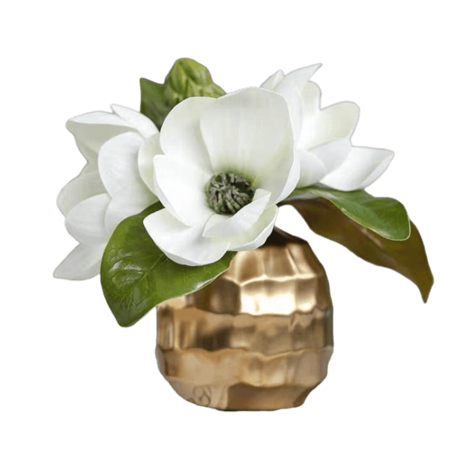 Artificial Magnolia Arrangement in a Gold Pot