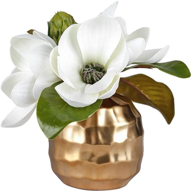 Artificial Magnolia Arrangement in a Gold Pot