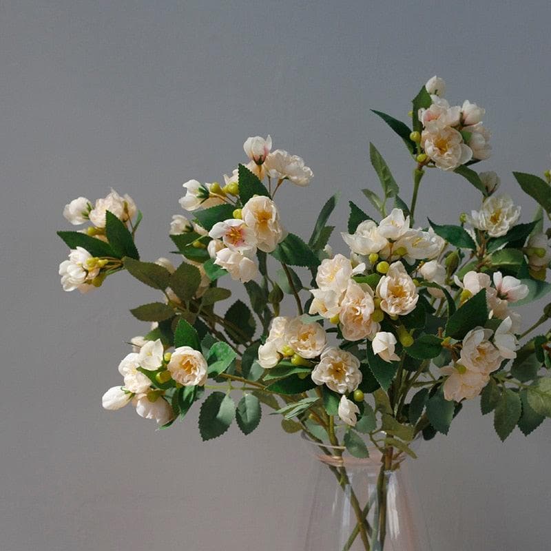 Artificial Peony Flowers and Leaves Stems - 2 pcs