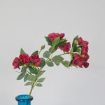 Artificial Peony Flowers and Leaves Stems - 2 pcs Burgundy