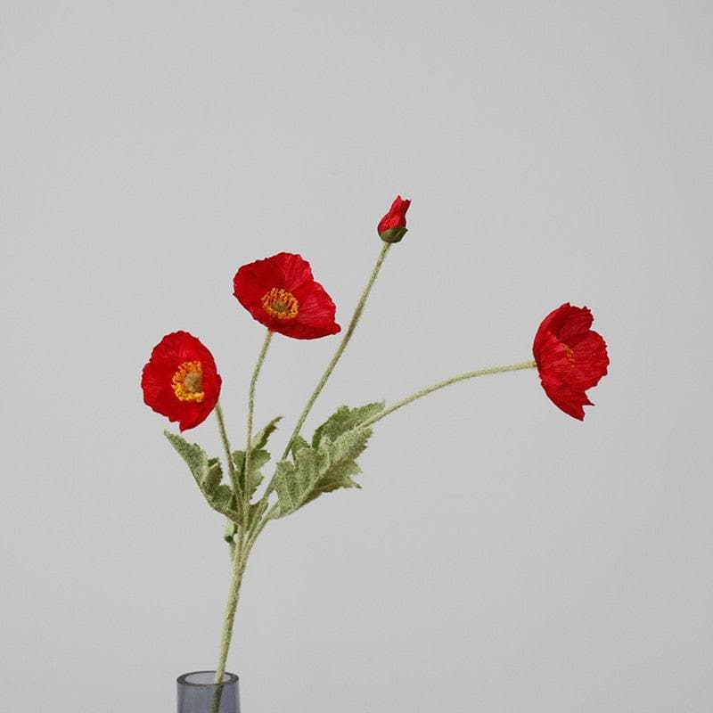 Artificial Poppy Flower Stems - 2 pcs Red