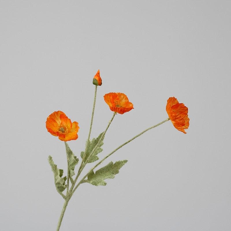 Artificial Poppy Flower Stems - 2 pcs light orange