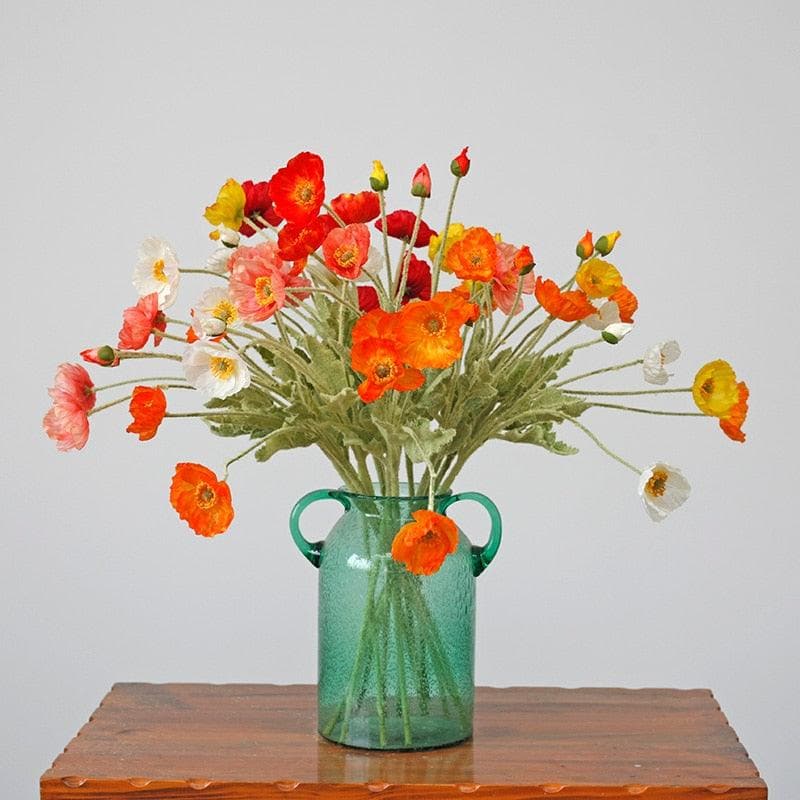 Artificial Poppy Flower Stems - 2 pcs - MAIA HOMES