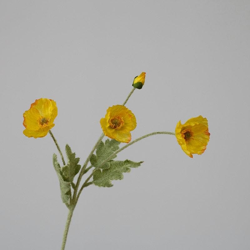 Artificial Poppy Flower Stems - 2 pcs Yellow