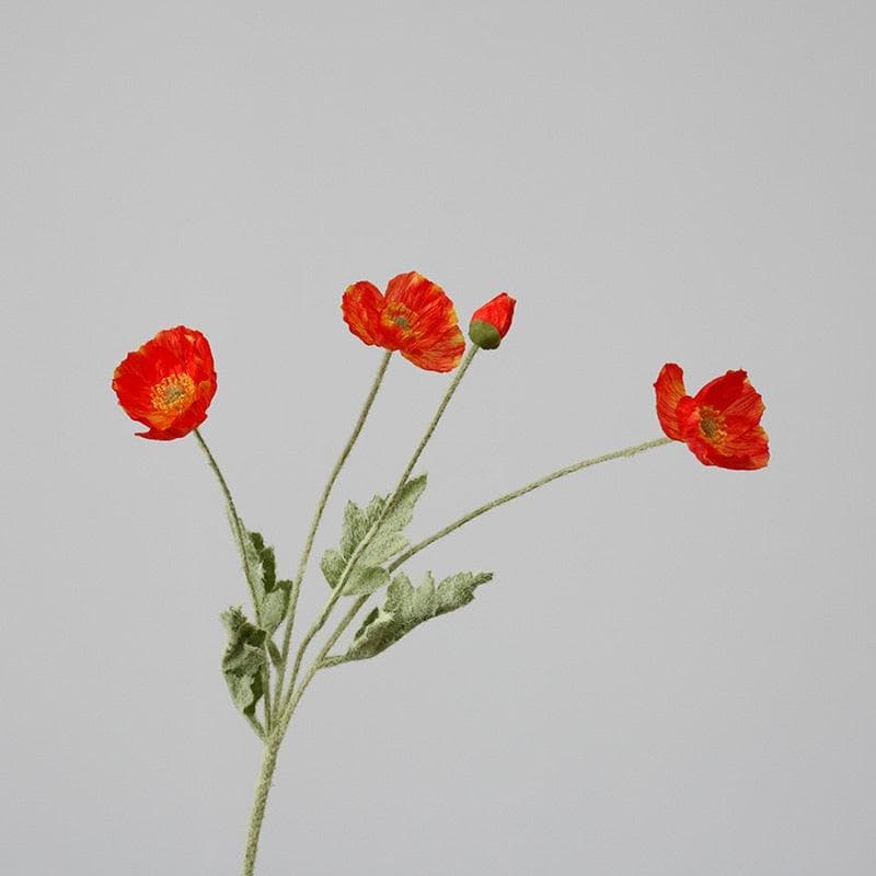 Artificial Poppy Flower Stems - 2 pcs dark orange