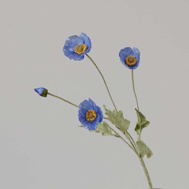 Artificial Poppy Flower Stems - 2 pcs Blue