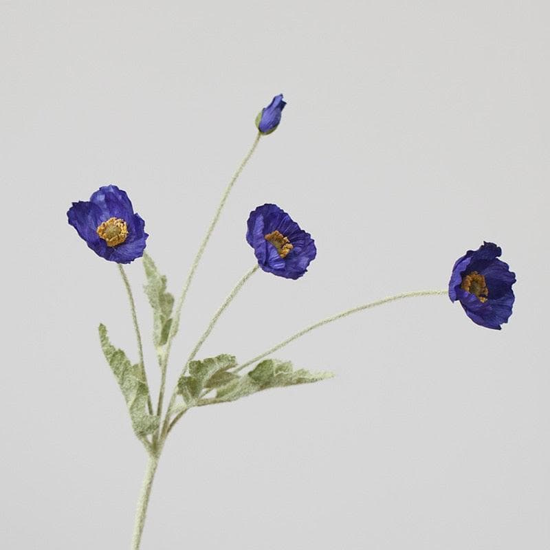 Artificial Poppy Flower Stems - 2 pcs Deep Blue