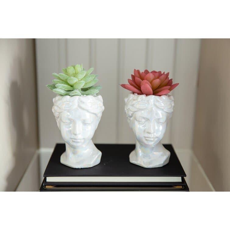 Artificial Succulent in Goddess Planter Set