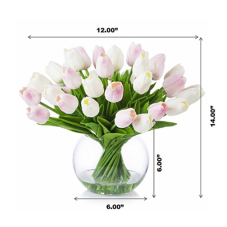 Artificial Tulip Floral Arrangement in Glass Vase