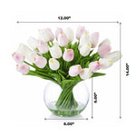 Artificial Tulip Floral Arrangement in Glass Vase