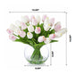 Artificial Tulip Floral Arrangement in Glass Vase - MAIA HOMES