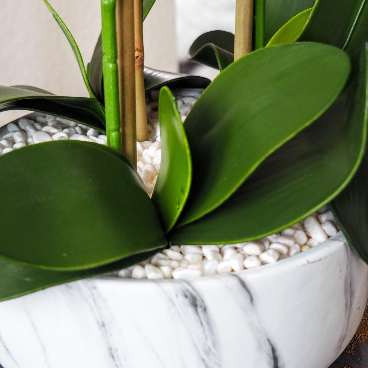 Artificial White Orchid Pot