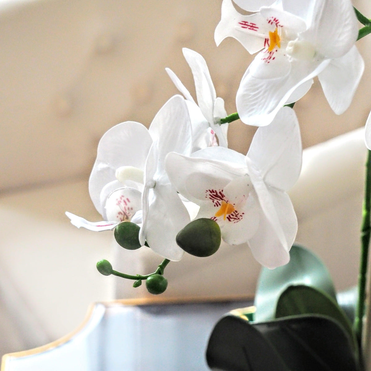 Artificial White Orchid Pot