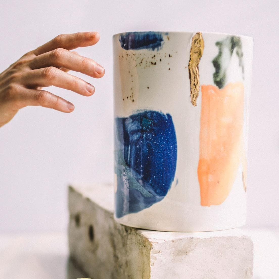 Artisan Abstract Brush Strokes Porcelain Vase - MAIA HOMES