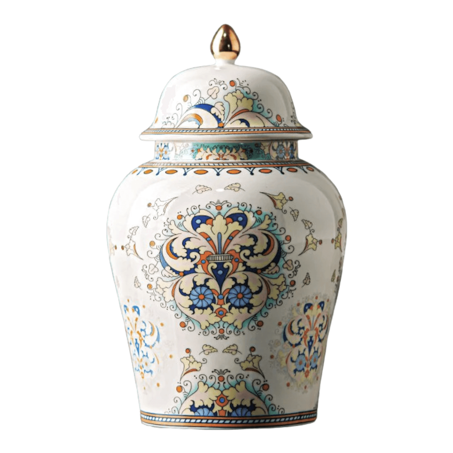 Asian Inspired Motif Ginger Jar 4.72" x 7.8" Yellow