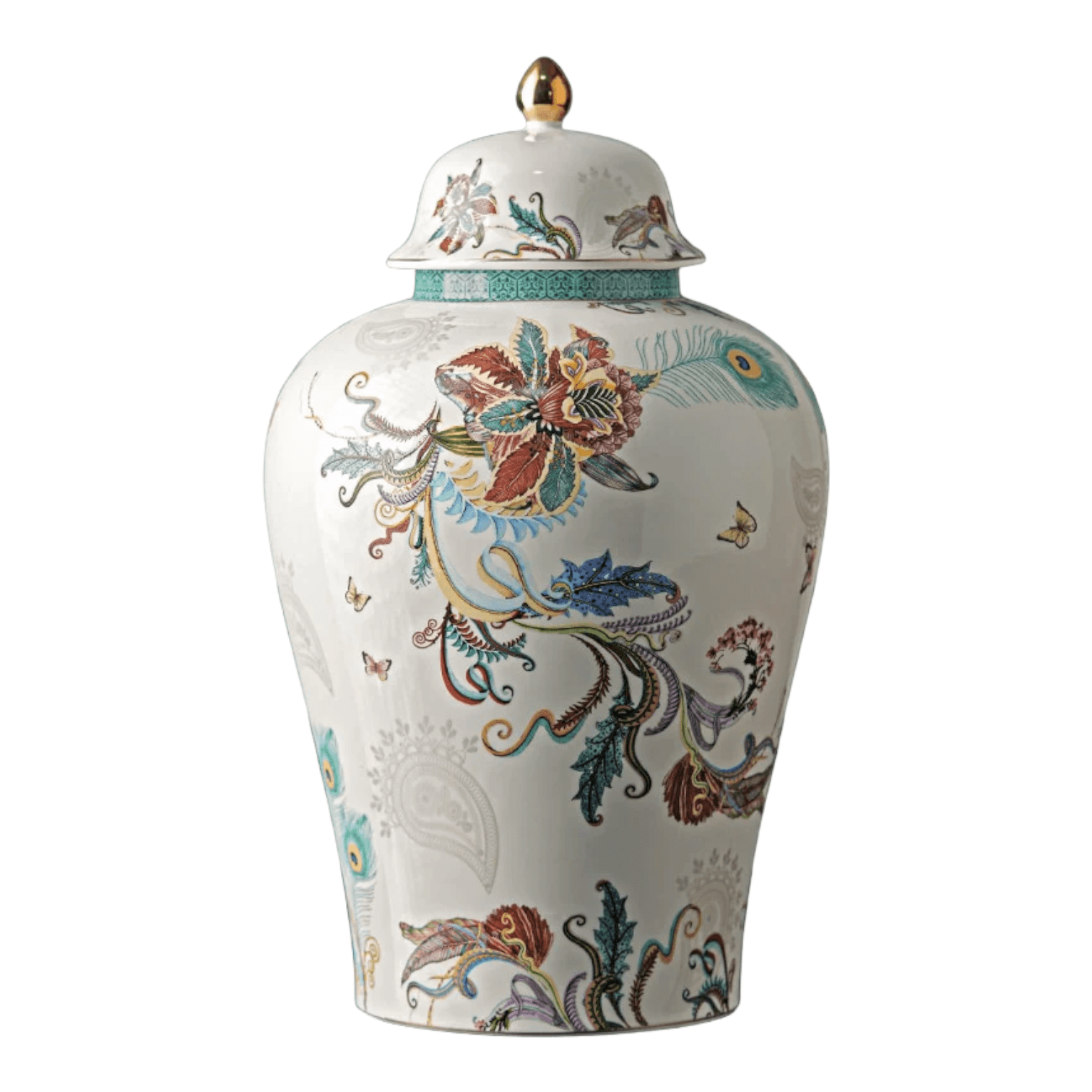 Asian Inspired Motif Ginger Jar 8.46" x 14.9" White