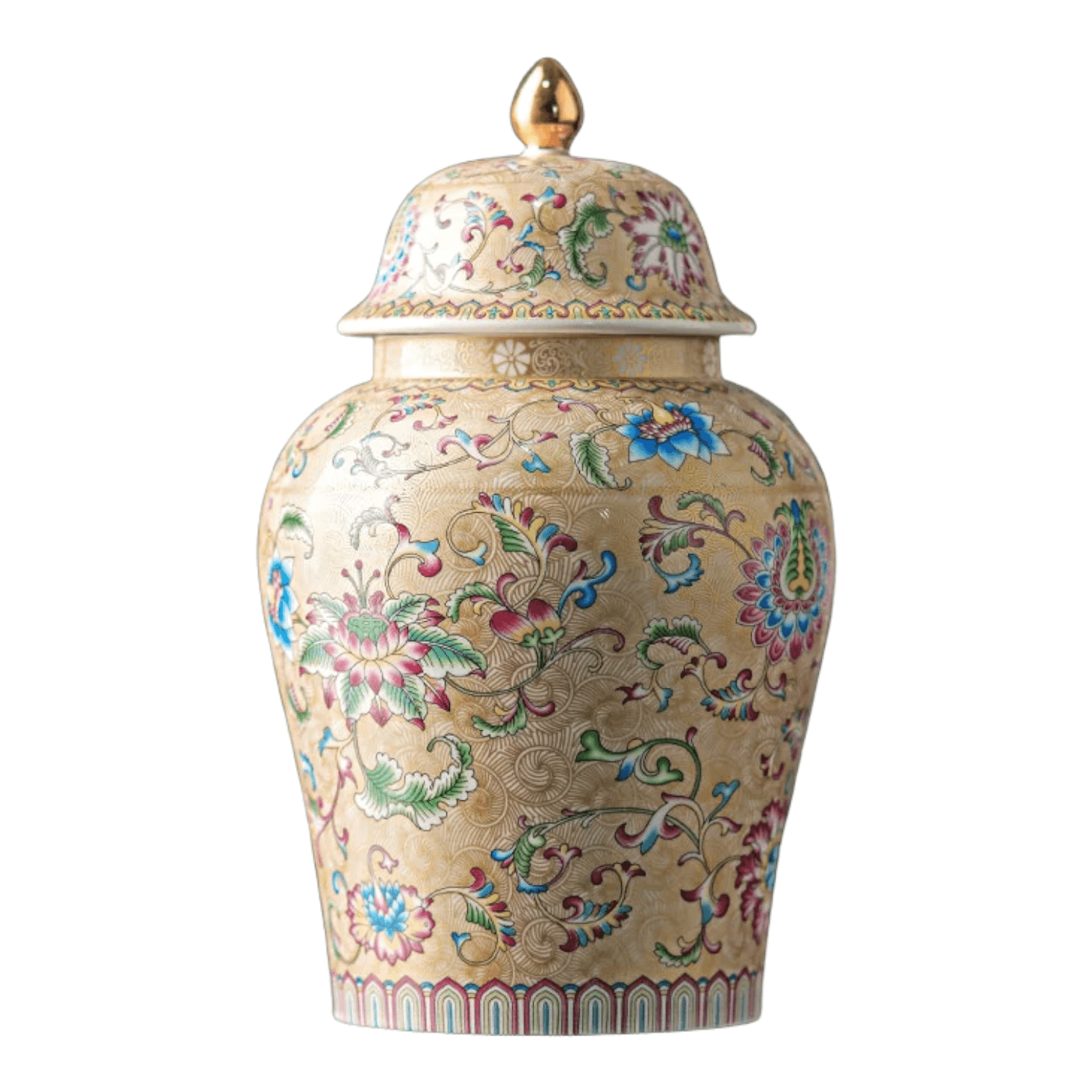 Asian Inspired Motif Ginger Jar 4.72" x 7.8" White