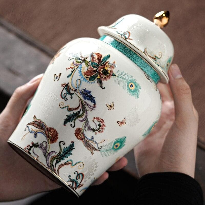 Asian Inspired Motif Ginger Jar