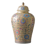 Asian Inspired Motif Ginger Jar 8.46" x 14.9" Yellow