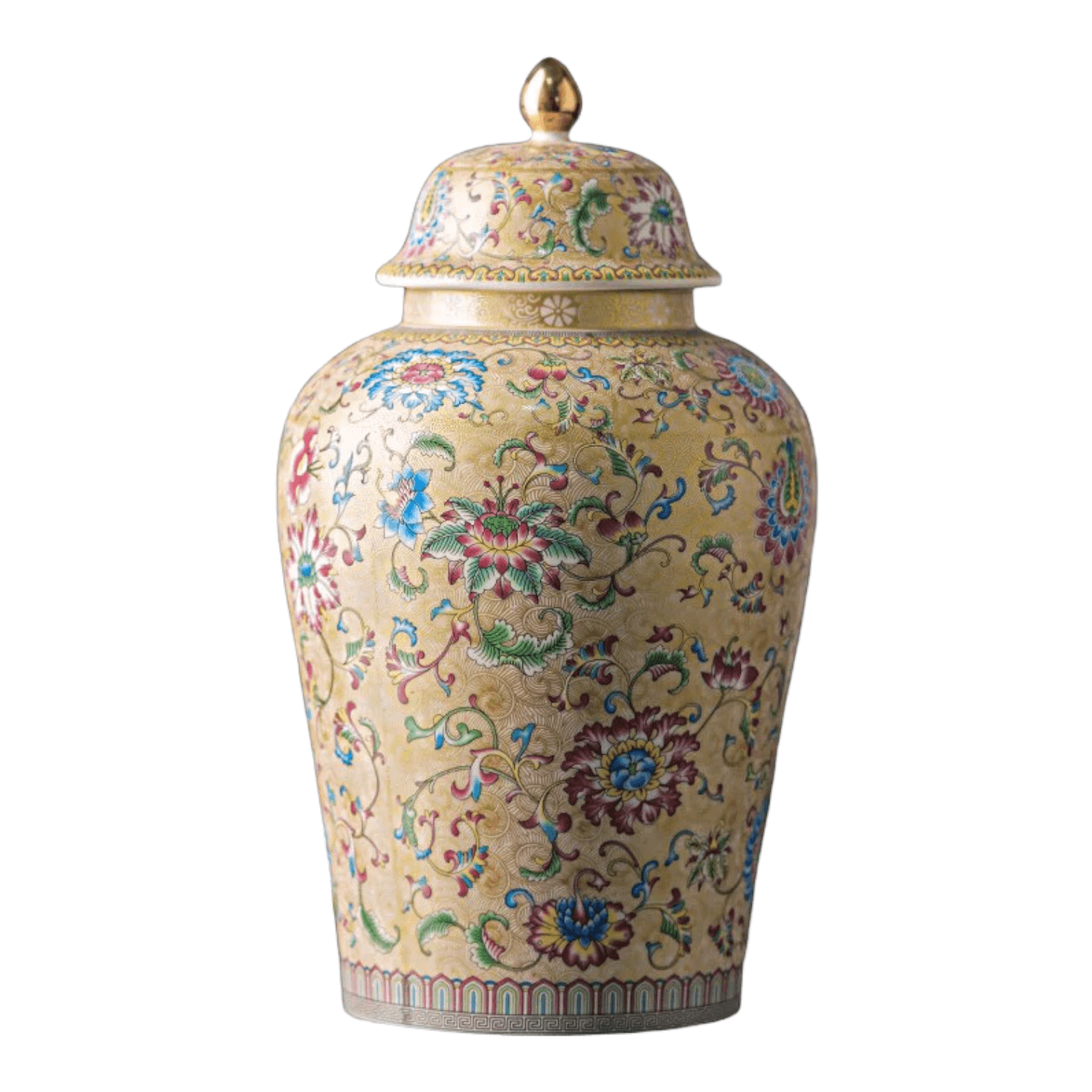 Asian Inspired Motif Ginger Jar 6.5" x 11.6" White