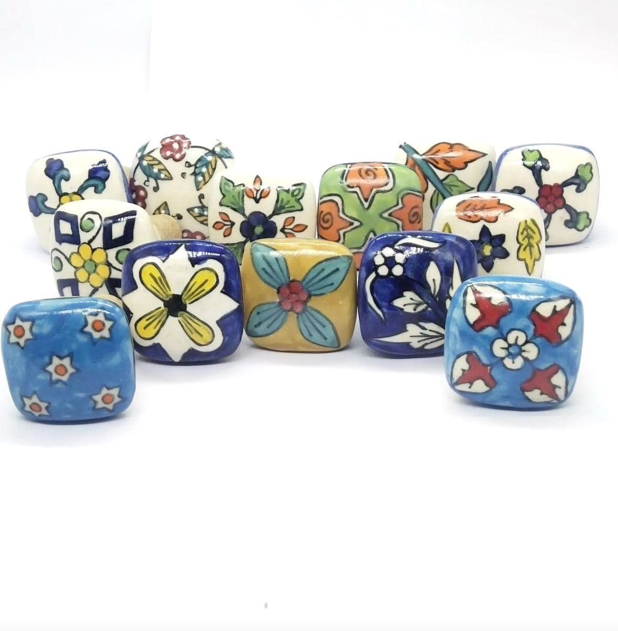 Assorted Square Ceramic Hand Painted Wine Bottle Stoppers - MAIA HOMES