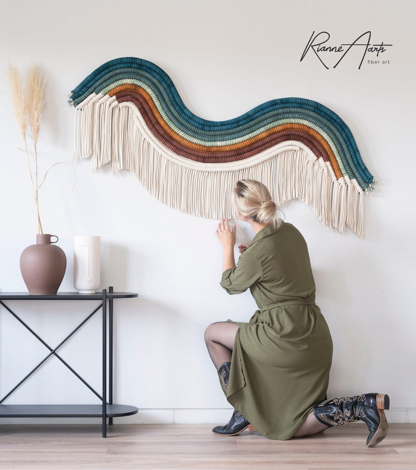 AYLA S-shape Fiber Art Wall Hanging, Textile Art Tapestry - MAIA HOMES
