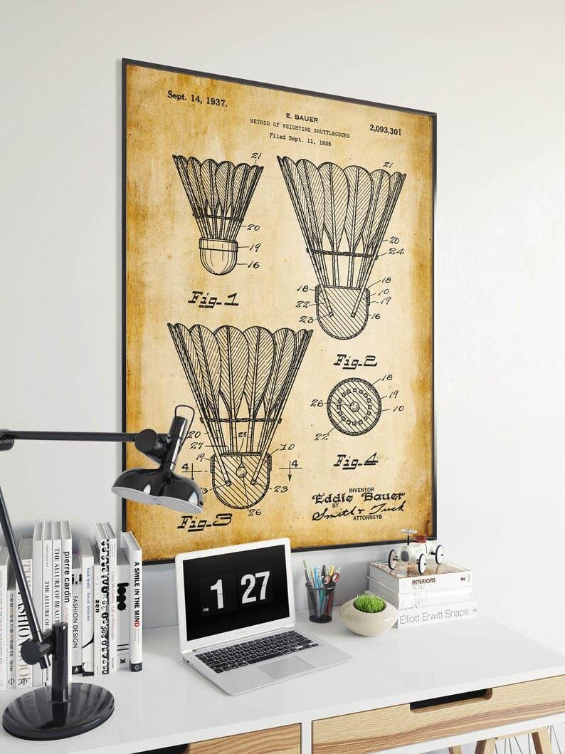 Badminton Patent Print| Framed Art Print