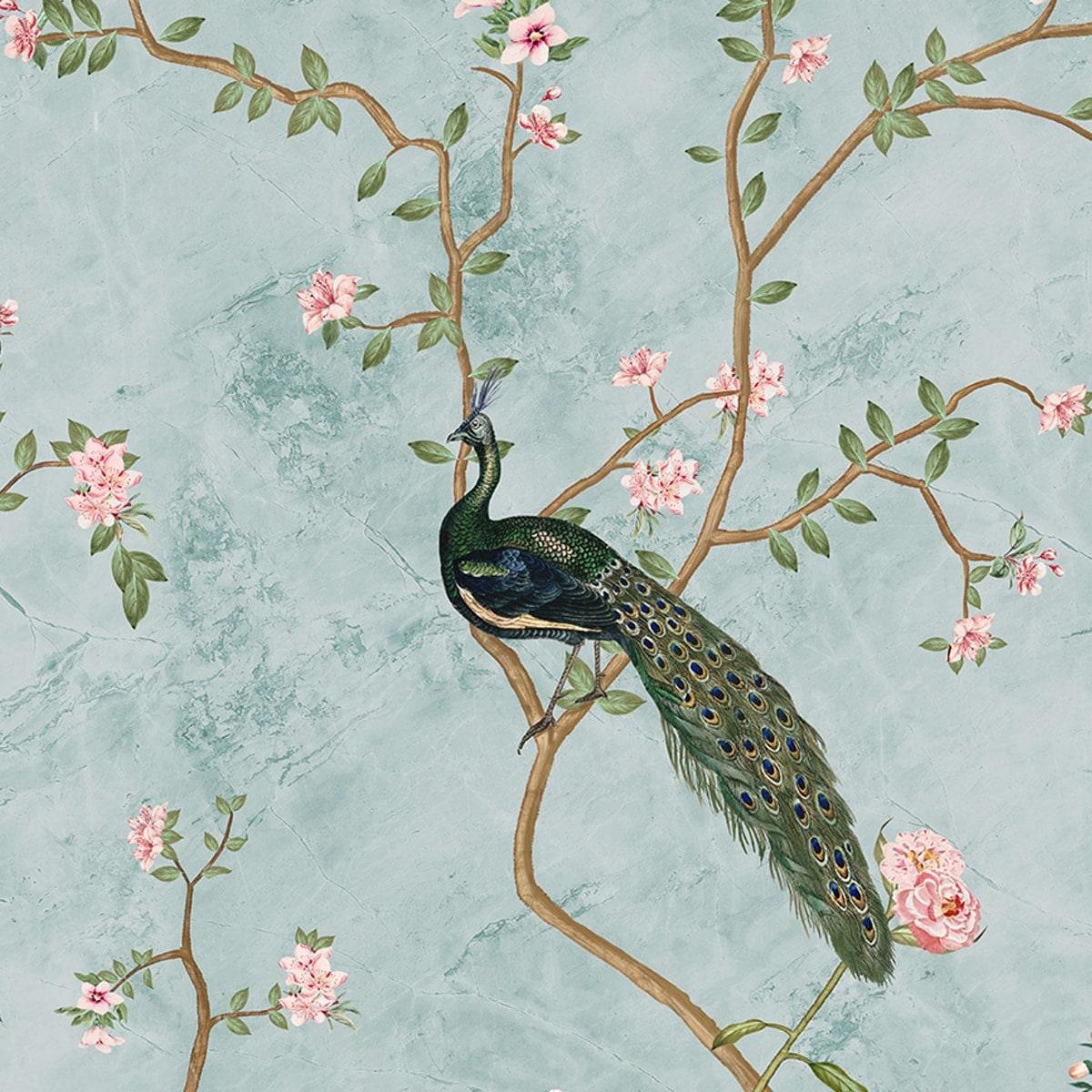 Bagiya, Peacock Chinoiserie Wallpaper