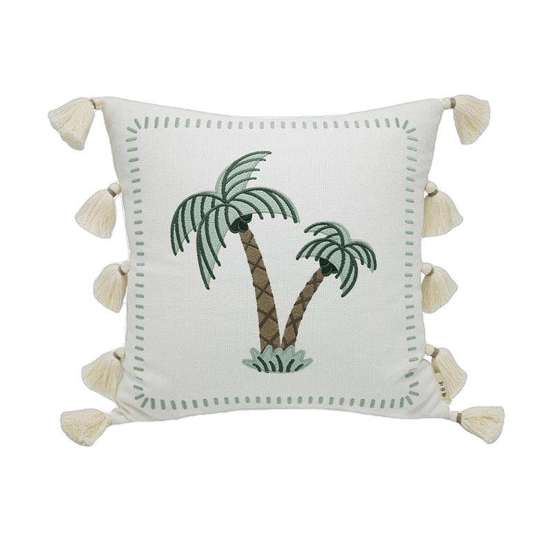 Bahama Coconut Trees Throw Pillows Cover with Tassels - MAIA HOMES