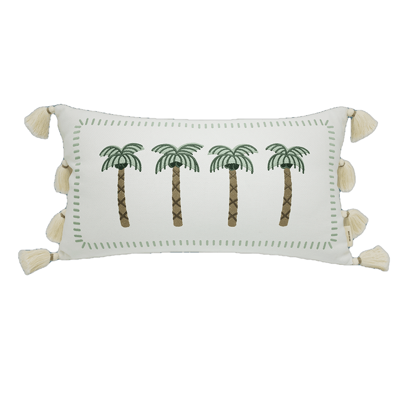 Bahama Coconut Trees Throw Pillows Cover with Tassels 14" x 24"