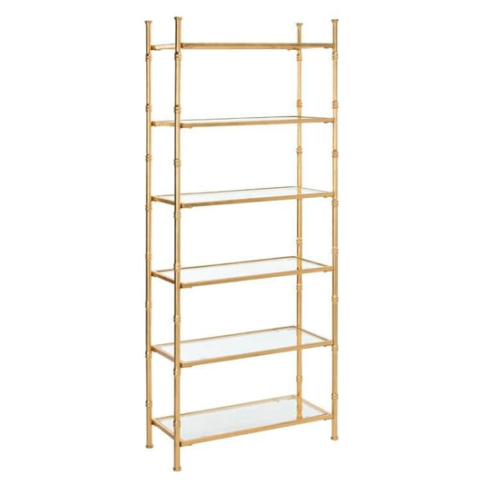 Bamboo Shaped Gold Etagere Bookcase - MAIA HOMES