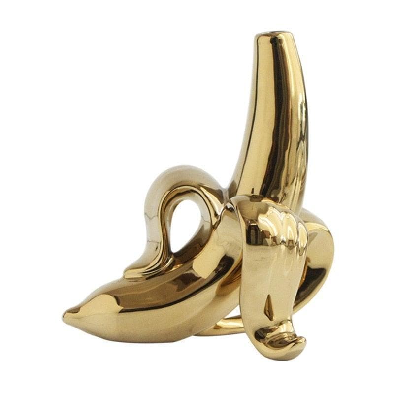 Banana Figurine Floral Vase Gold