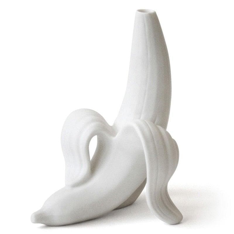 Banana Figurine Floral Vase White