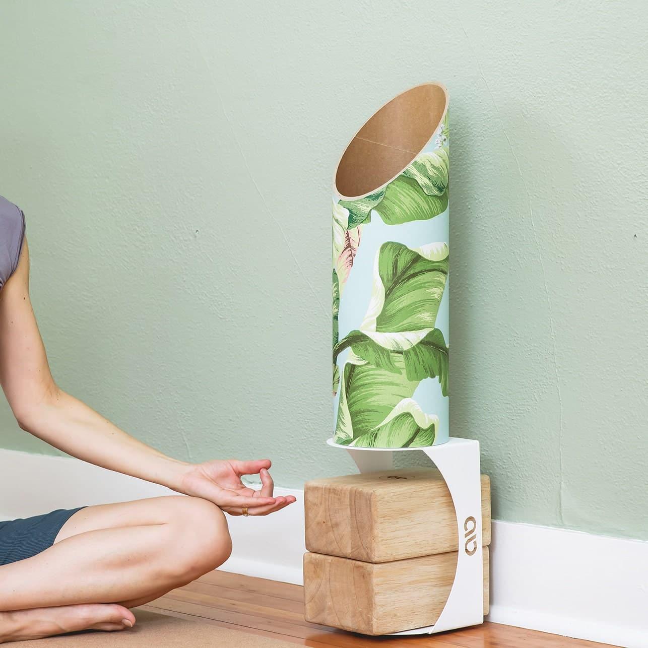 Banana Leaf Yoga Mat Storage Wooden Tube Holder - MAIA HOMES