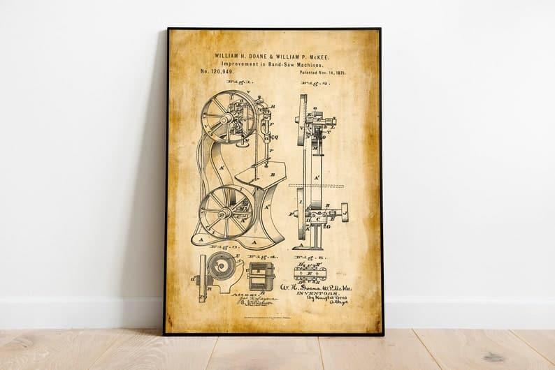 Band Saw Machine Patent Print| Framed Art Print